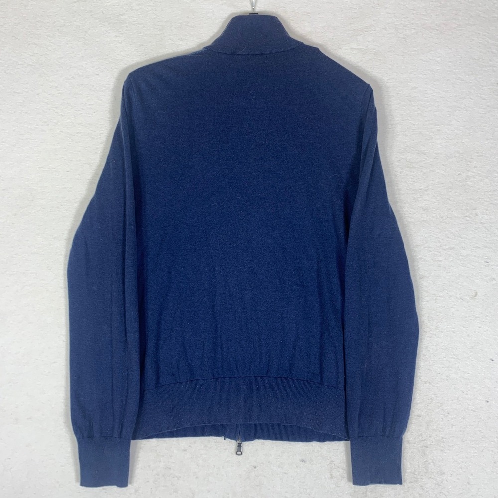 Banana Republic Men Navy Blue Full Zip Sweater Cardigan Medium Cotton Silk - Picture 4 of 9